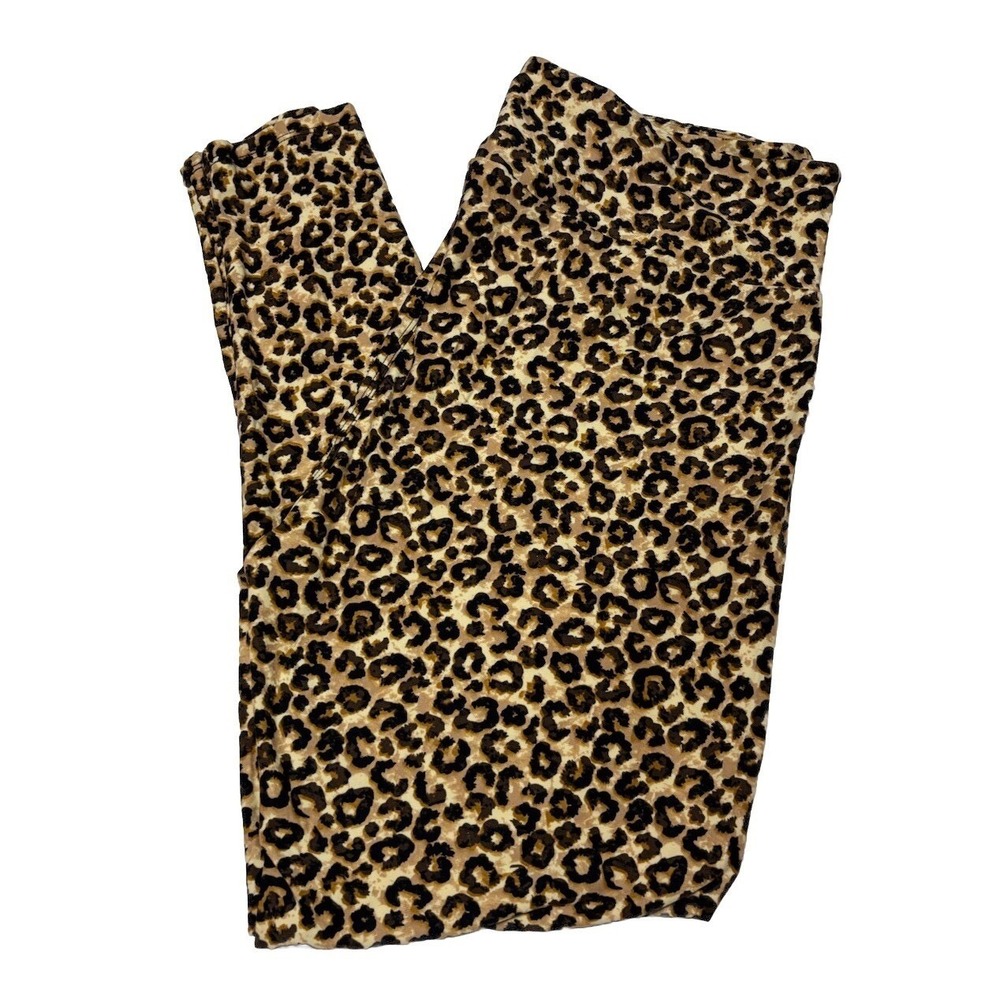 LuLaRoe Womens Leggings Size TC2 Black Brown Gold Cheetah Leopard Plus 18+ NWT